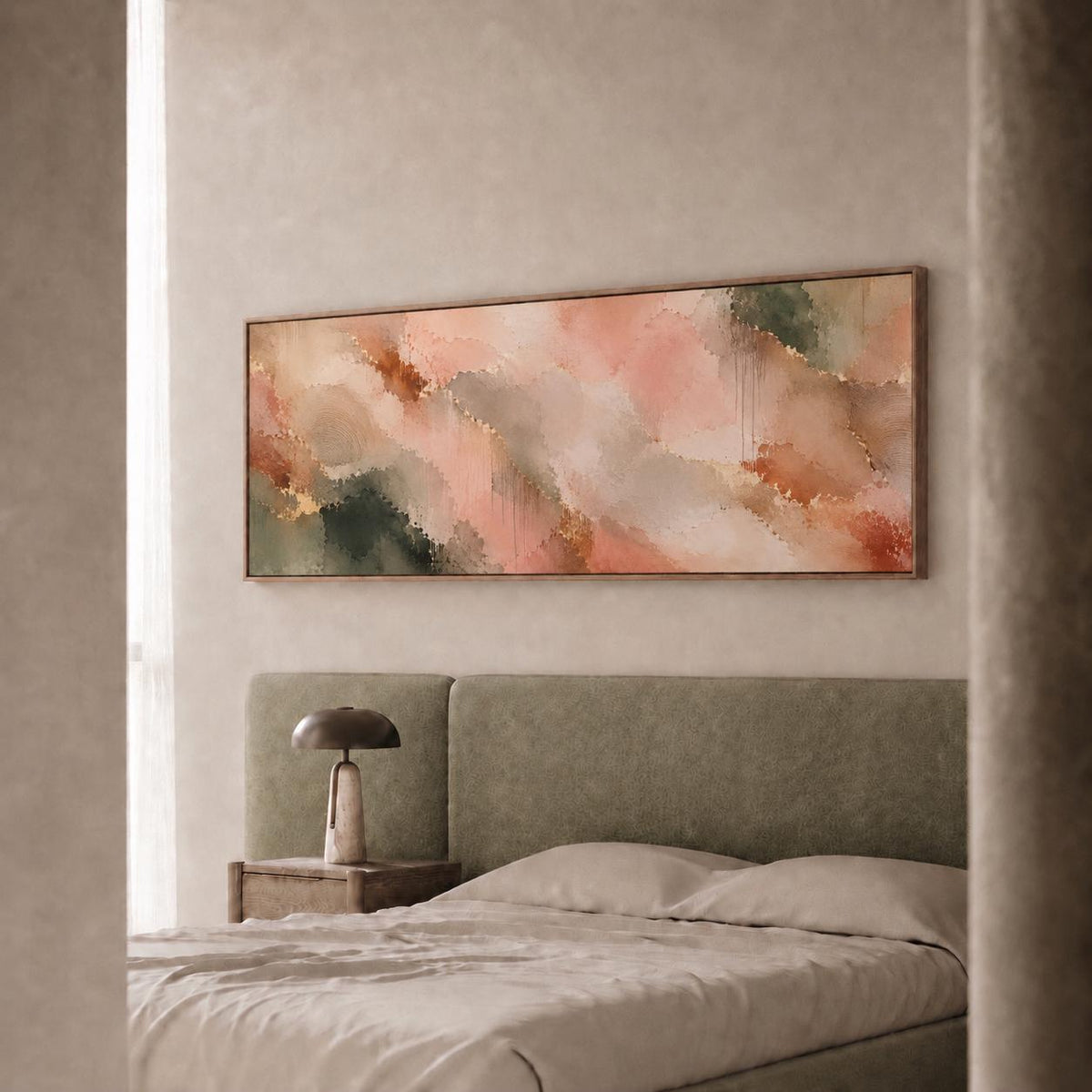 Abstract Terracotta Canvas Print, Earth Tone Japandi Above Bed Decor