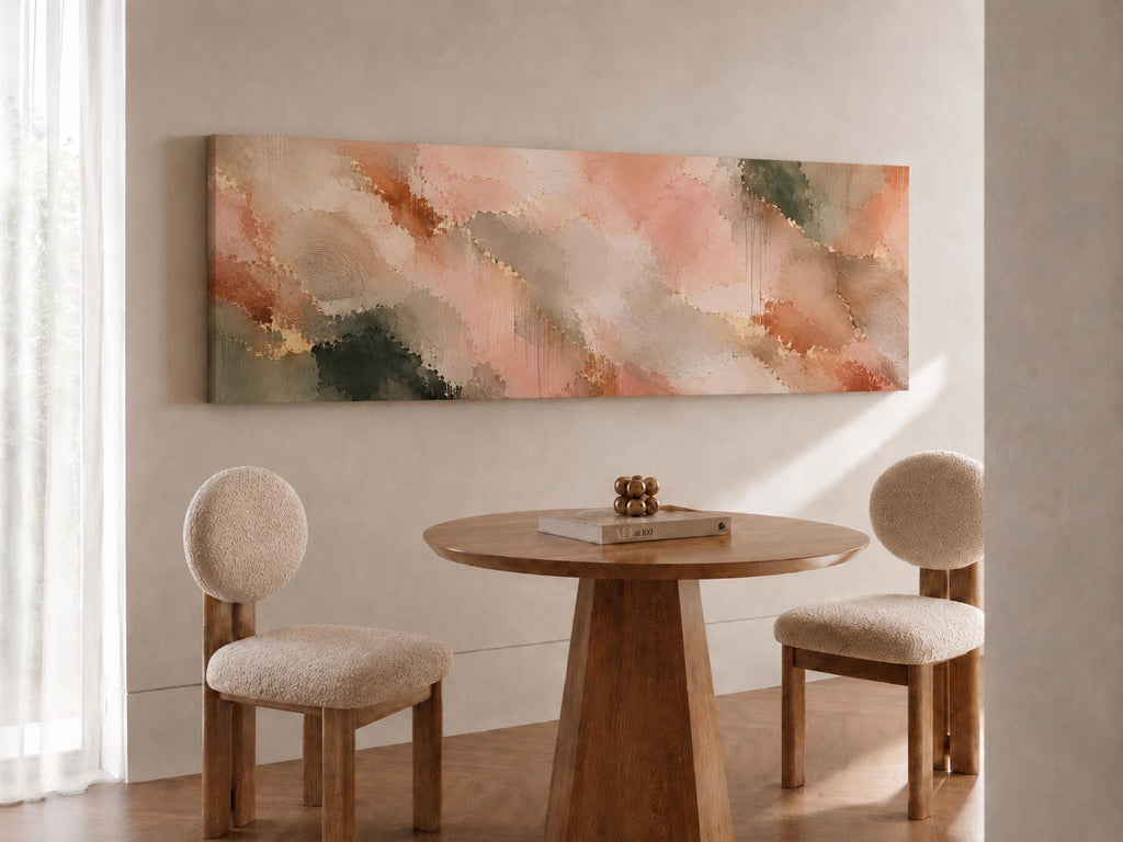 Abstract Terracotta Canvas Print, Earth Tone Japandi Above Bed Decor