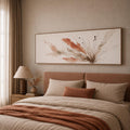 Muted Terracotta Botanical Abstract Canvas Print, Warm Wabi Sabi Panoramic Wall Decor