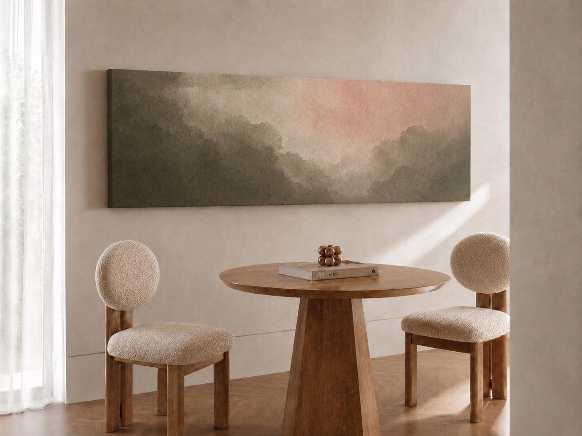 Blush Pink Sage Green Clouds Canvas Print, Bedroom or Living Room Decor
