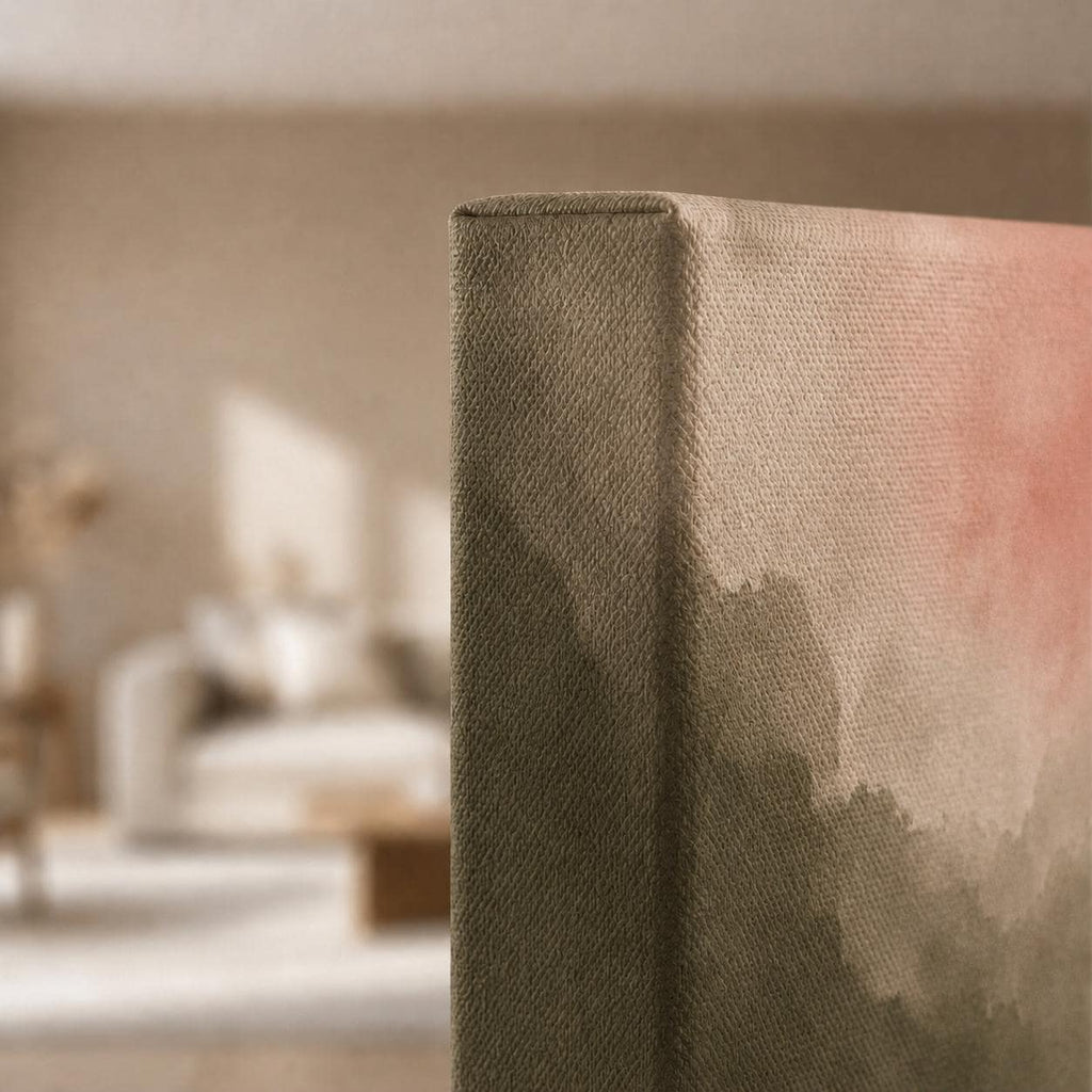 Blush Pink Sage Green Clouds Canvas Print, Bedroom or Living Room Decor