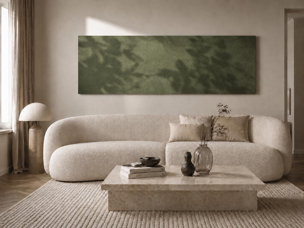 Dark Green Canvas Art Print, Leaf Shadows, Bedroom Wall Art Decor