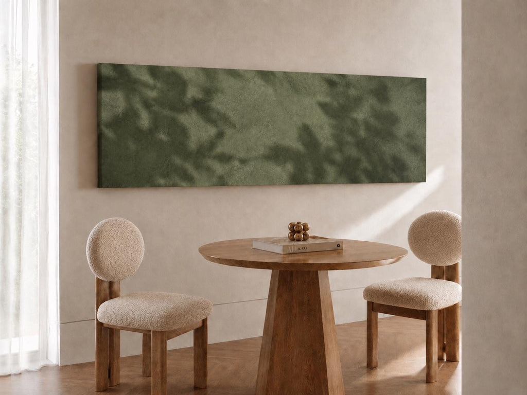 Dark Green Canvas Art Print, Leaf Shadows, Bedroom Wall Art Decor