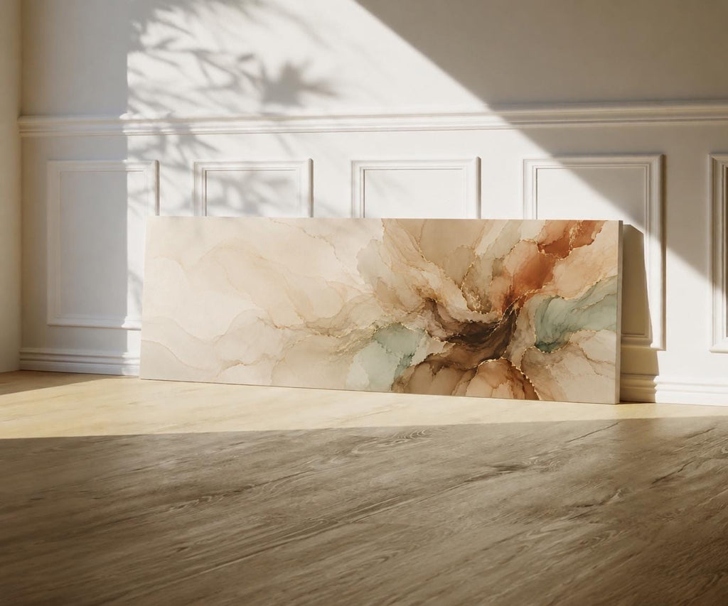 Framed Abstract Taupe & Terracotta Canvas Print, Wabi Sabi Japandi, Bedroom or Living Room Decor
