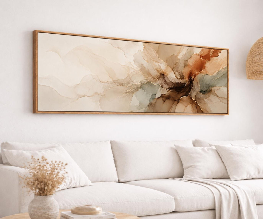 Framed Abstract Taupe & Terracotta Canvas Print, Wabi Sabi Japandi, Bedroom or Living Room Decor