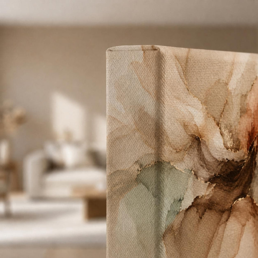 Framed Abstract Taupe & Terracotta Canvas Print, Wabi Sabi Japandi, Bedroom or Living Room Decor
