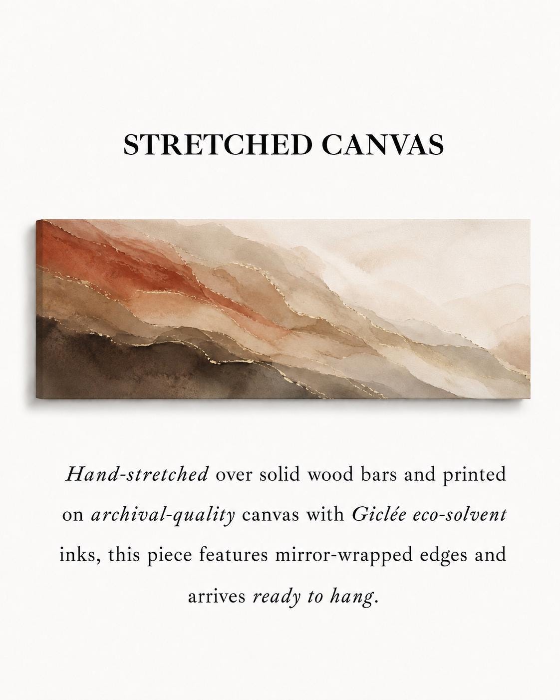 Earth Tone Abstract Panorama Canvas Print, Bedroom Decor