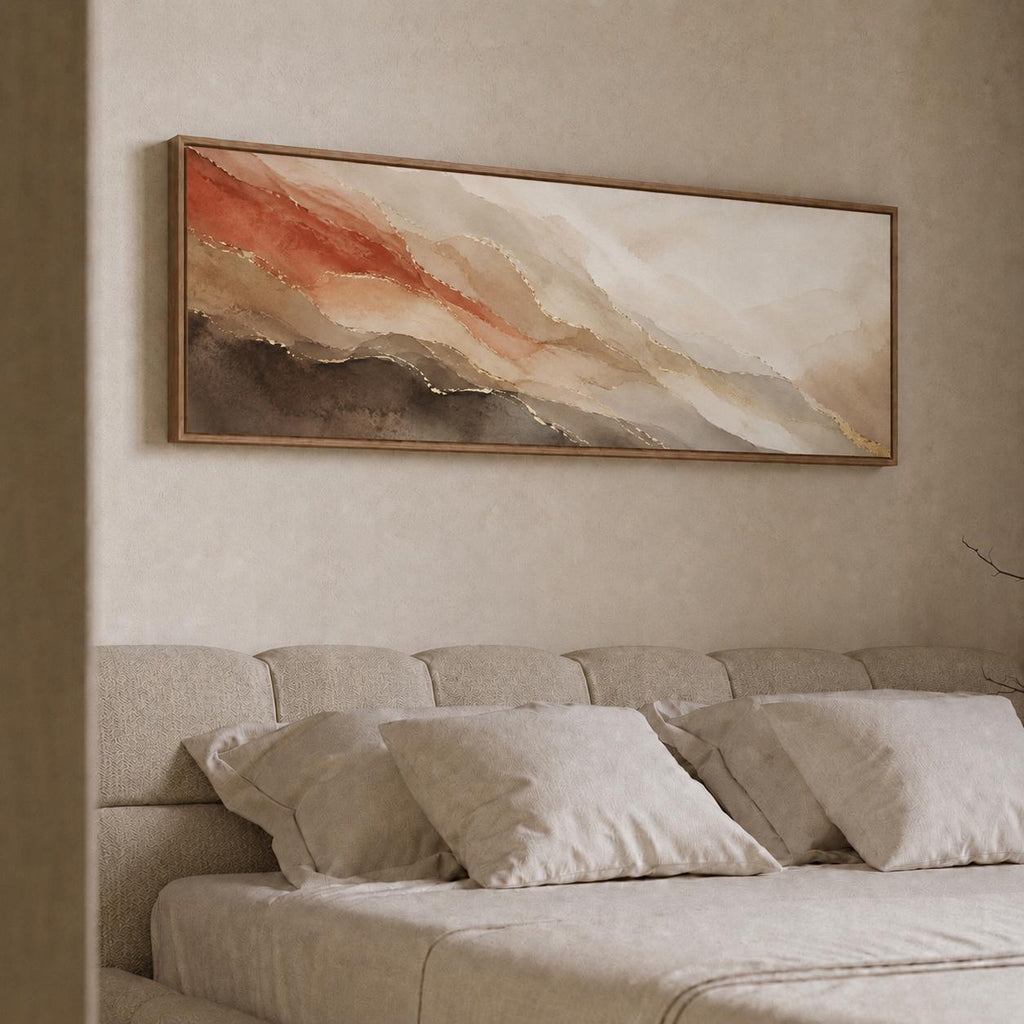 Earth Tone Abstract Panorama Canvas Print, Bedroom Decor