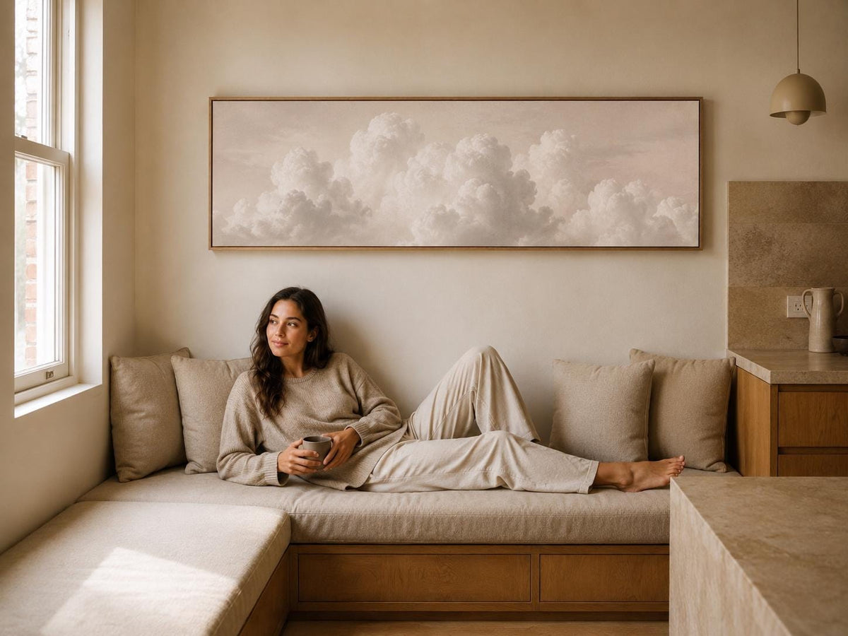 Neutral Beige Clouds Canvas Print