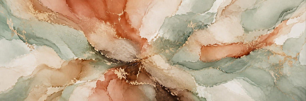 Large Abstract Earth Tone & Terracotta Aqua Canvas Print