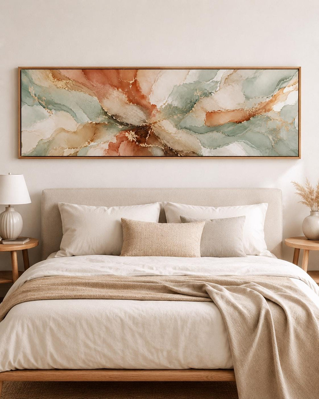 Large Abstract Earth Tone & Terracotta Aqua Canvas Print