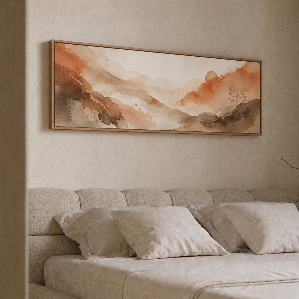 Abstract Earth Tone Canvas Print, Terracotta Wabi Sabi Above Bed Decor