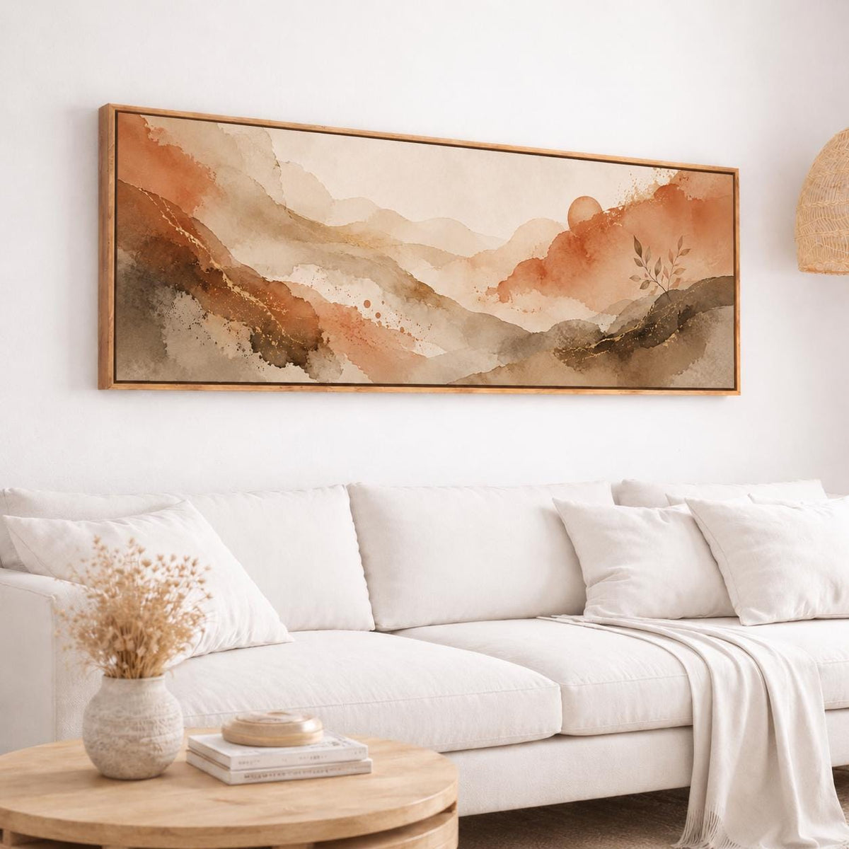 Abstract Earth Tone Canvas Print, Terracotta Wabi Sabi Above Bed Decor