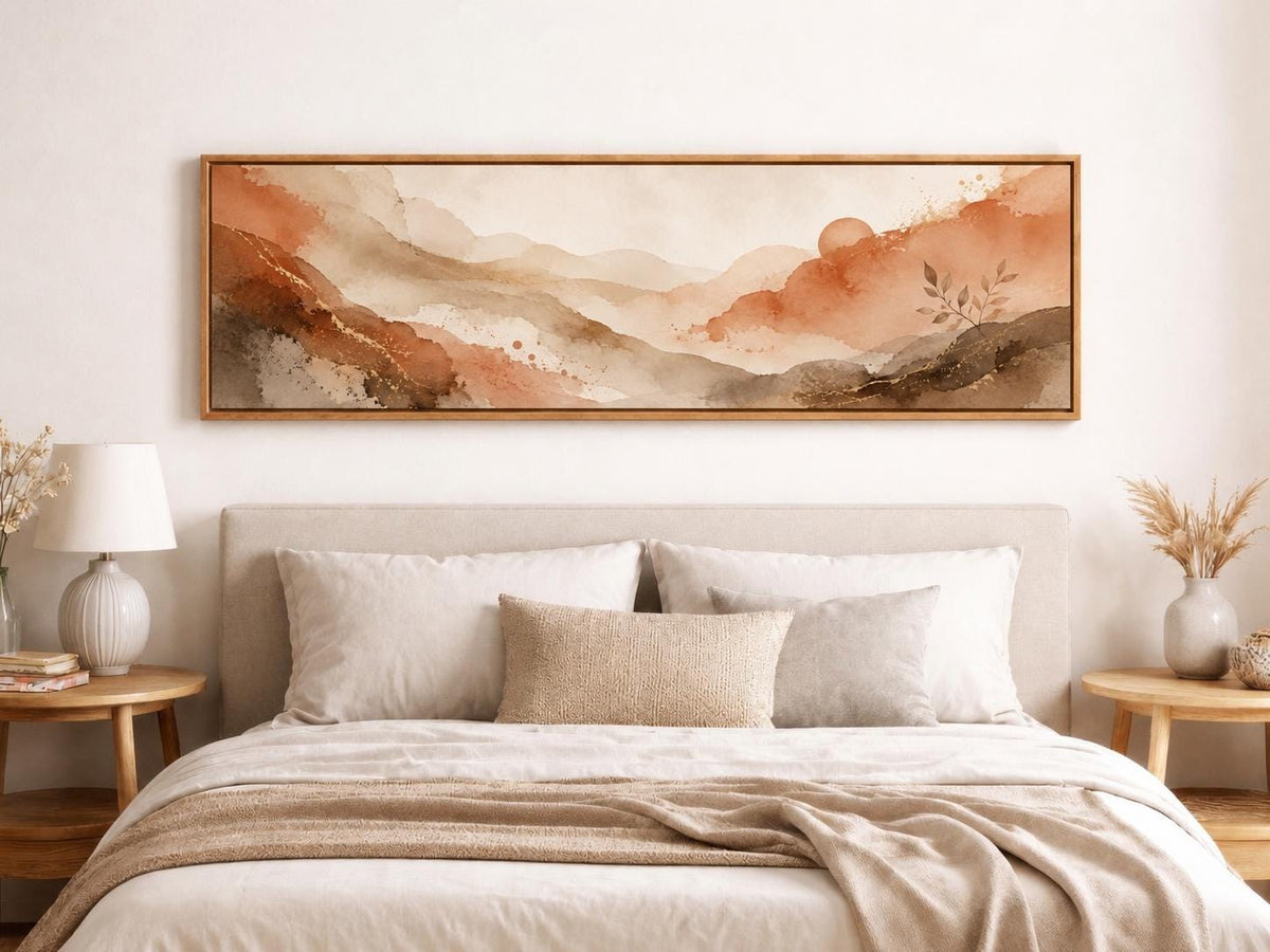 Abstract Earth Tone Canvas Print, Terracotta Wabi Sabi Above Bed Decor