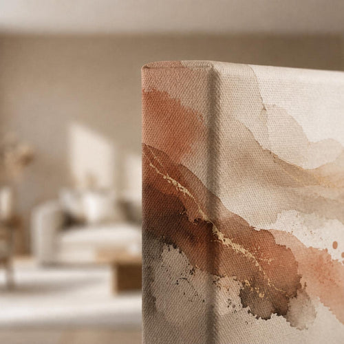 Abstract Earth Tone Canvas Print, Terracotta Wabi Sabi Above Bed Decor