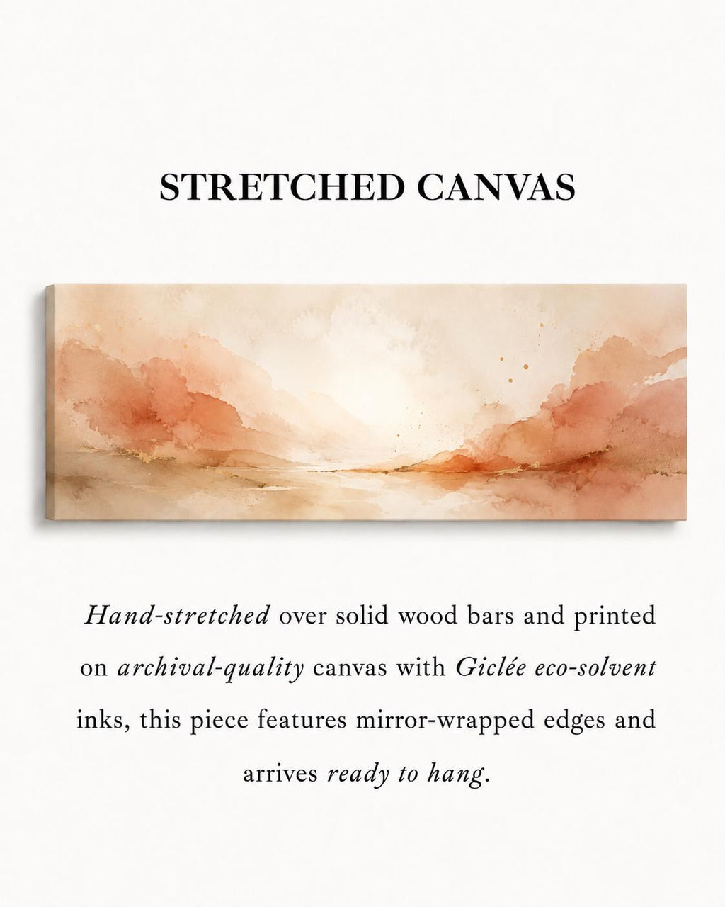 Abstract Terracotta Wall Art, Panoramic Sizes Beige & Pastel Peach Canvas Print