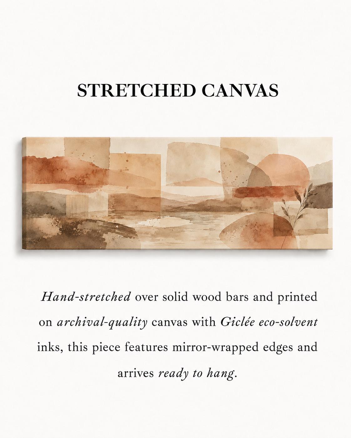 Mid-Century Modern Geometric Canvas Wall Art, Framed Panoramic Print