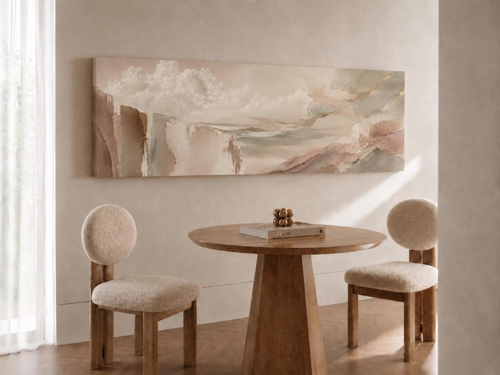 Abstract Minimalist Wall Art for Scandinavian Decor, Neutral Canvas Print, Beige Clouds