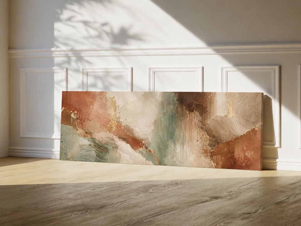 Muted Sage Green and Terracotta Canvas Print, Bedroom or Living Room Decor