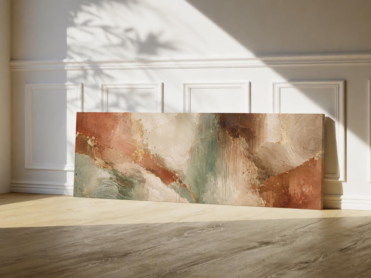 Muted Sage Green and Terracotta Canvas Print, Bedroom or Living Room Decor