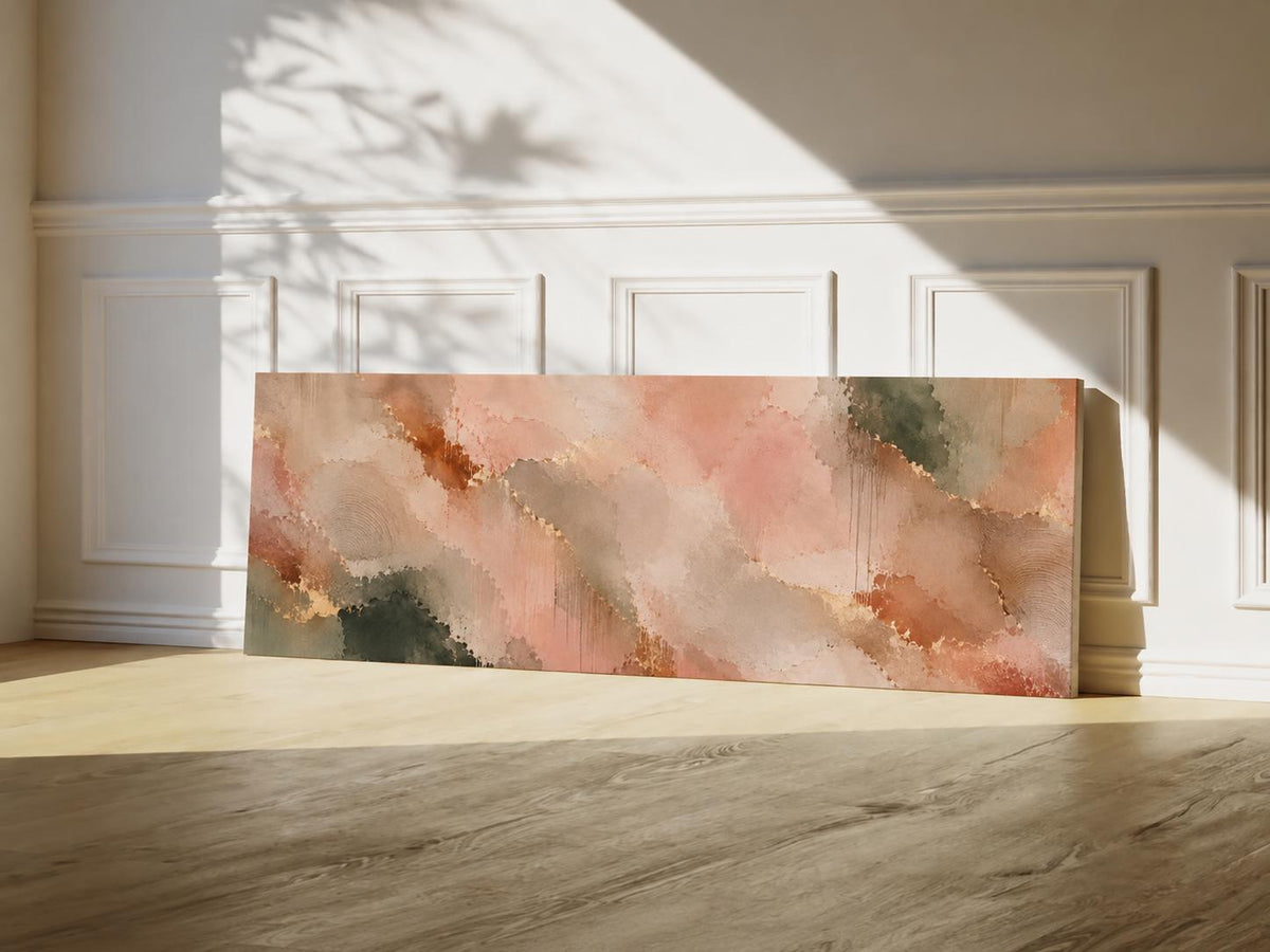 Abstract Terracotta Canvas Print, Earth Tone Japandi Above Bed Decor