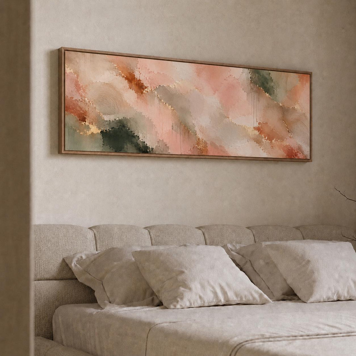 Abstract Terracotta Canvas Print, Earth Tone Japandi Above Bed Decor