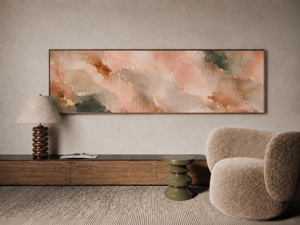 Abstract Terracotta Canvas Print, Earth Tone Japandi Above Bed Decor