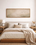 Neutral Flying Birds Panorama Canvas Print, Japandi Wabi Sabi Art