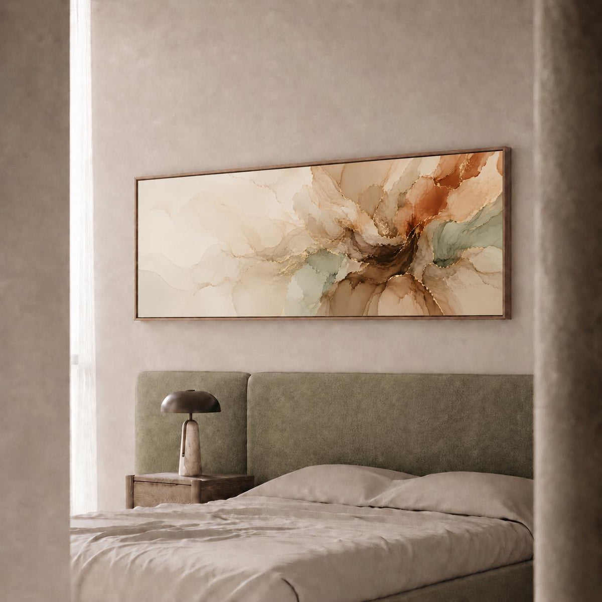 Framed Abstract Taupe & Terracotta Canvas Print, Wabi Sabi Japandi, Bedroom or Living Room Decor