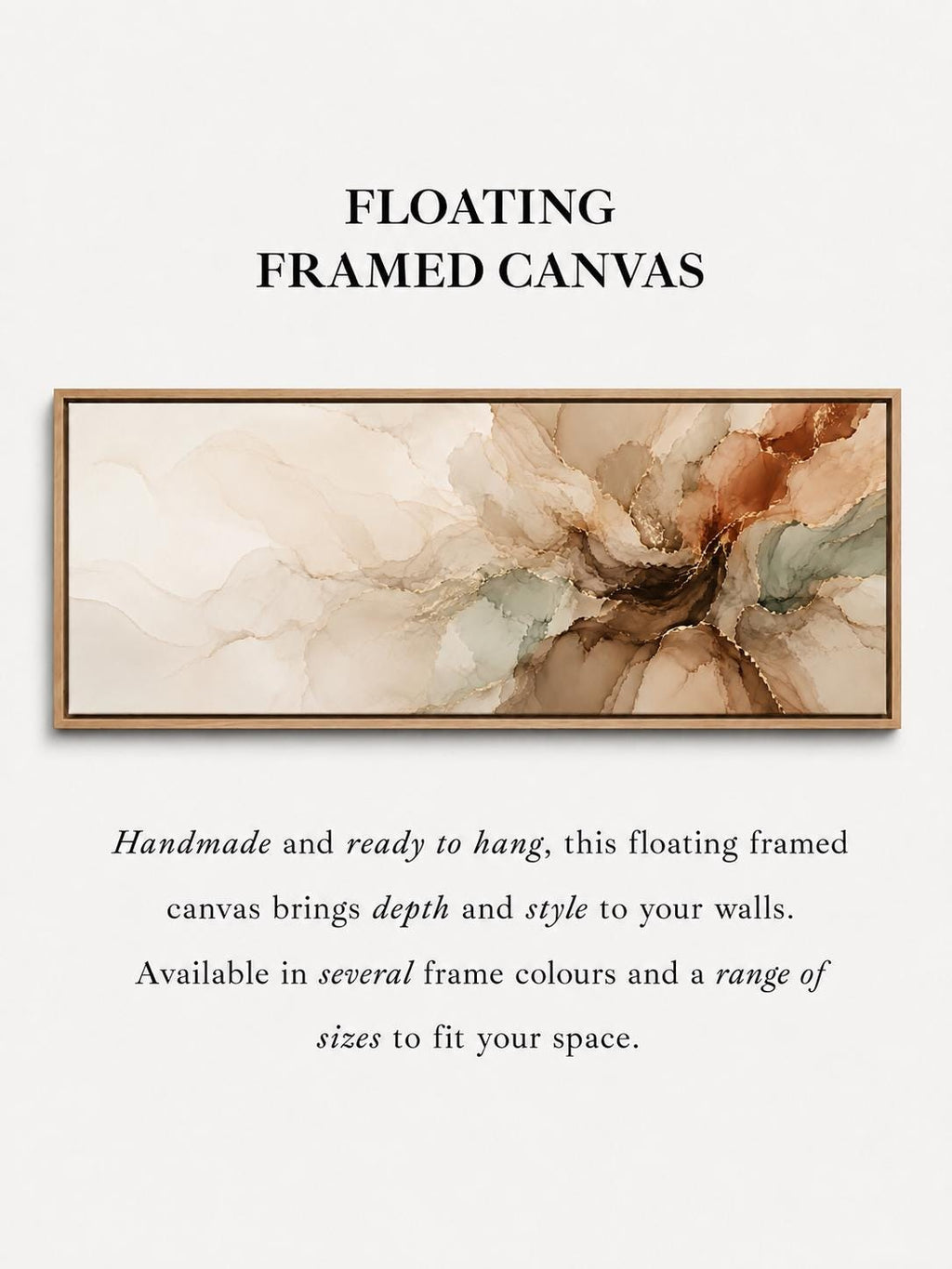 Framed Abstract Taupe & Terracotta Canvas Print, Wabi Sabi Japandi, Bedroom or Living Room Decor