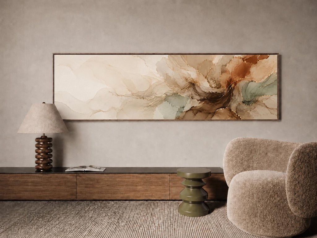 Framed Abstract Taupe & Terracotta Canvas Print, Wabi Sabi Japandi, Bedroom or Living Room Decor