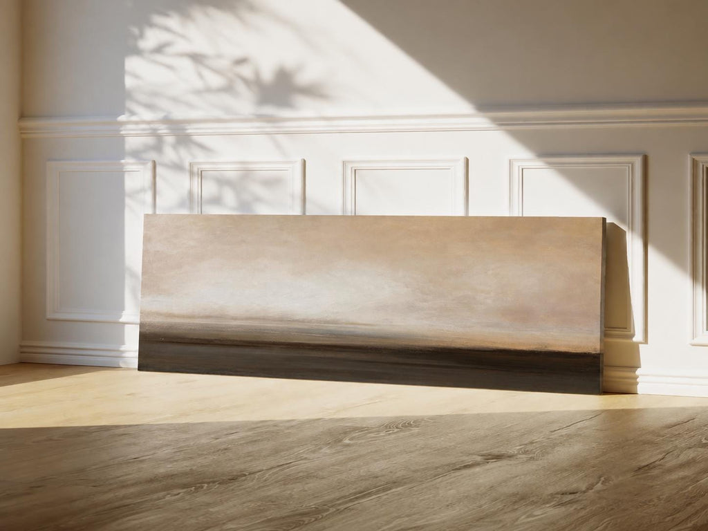 Earth Tone Panorama Canvas Print, Neutral Abstract Minimalism
