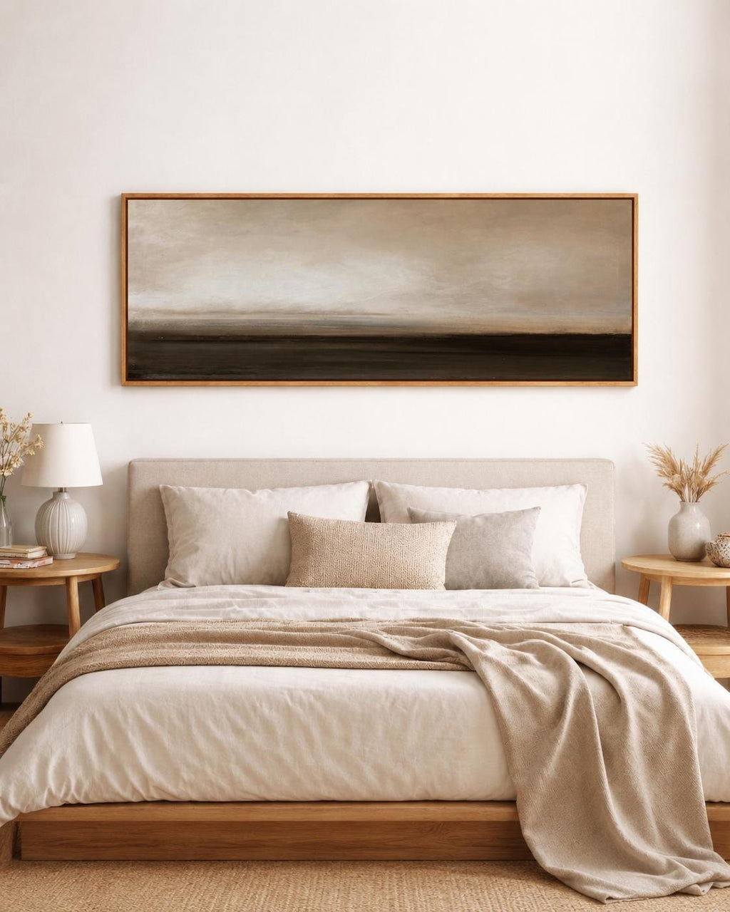 Earth Tone Panorama Canvas Print, Neutral Abstract Minimalism