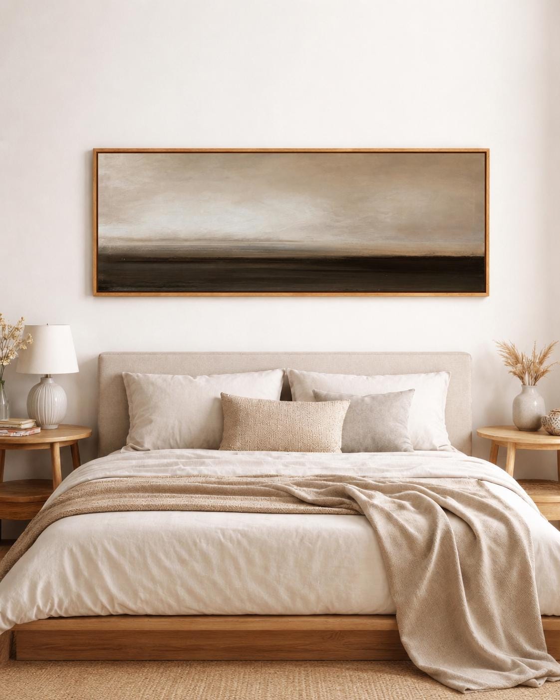 Earth Tone Panorama Canvas Print, Neutral Abstract Minimalism
