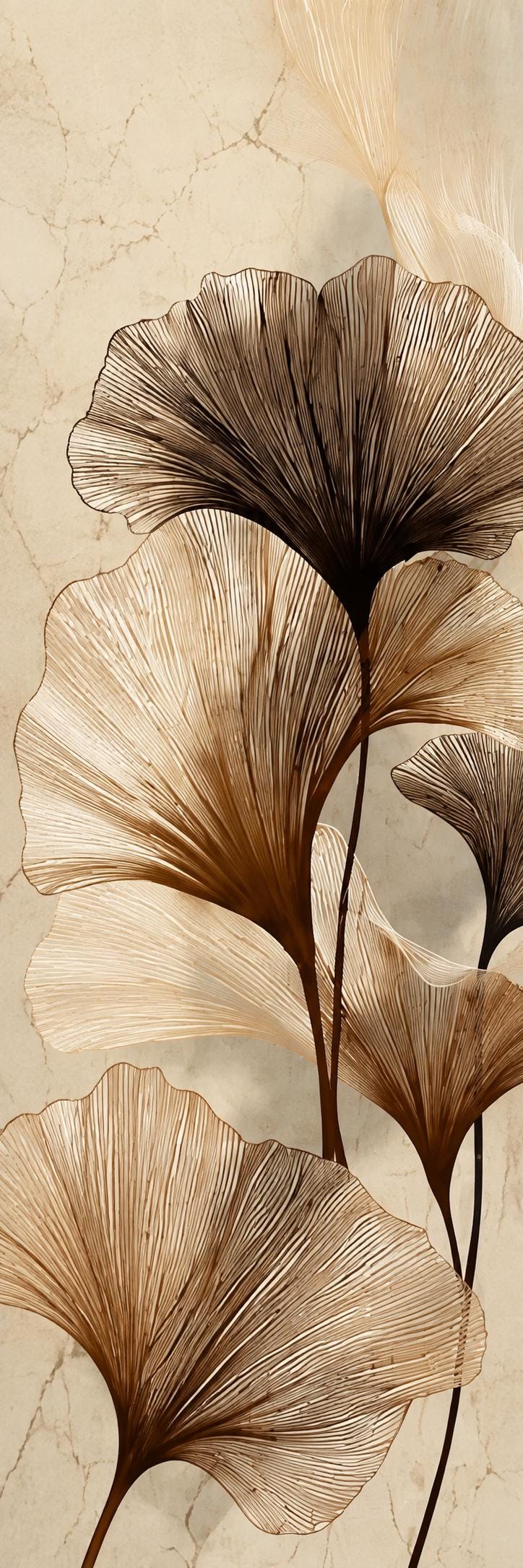 Earth Tone Ginkgo Print | Vertical Wabi Sabi Wall Art Canvas
