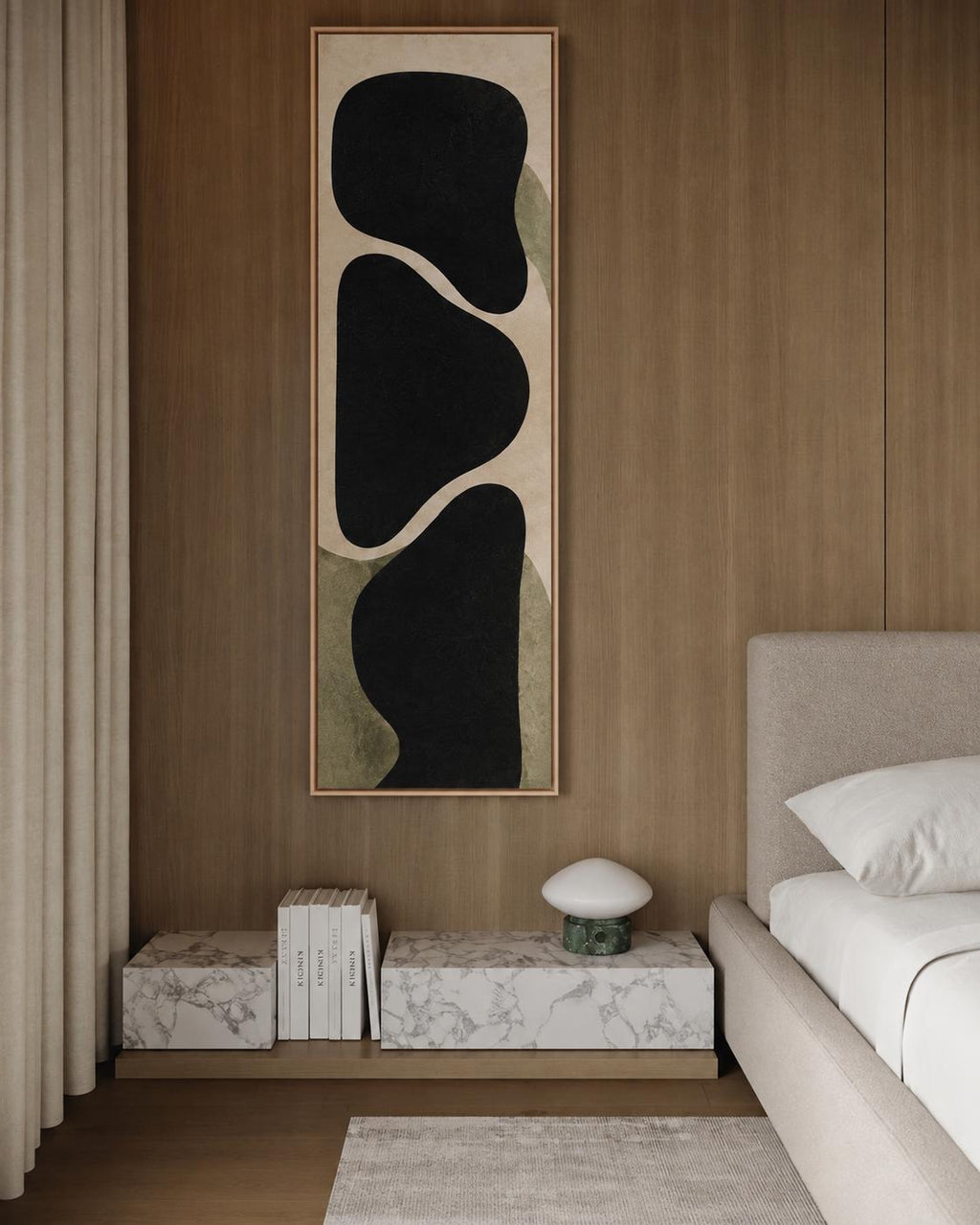 Bauhaus Vertical Canvas Print | Olive Green Charcoal Abstract Wall Art