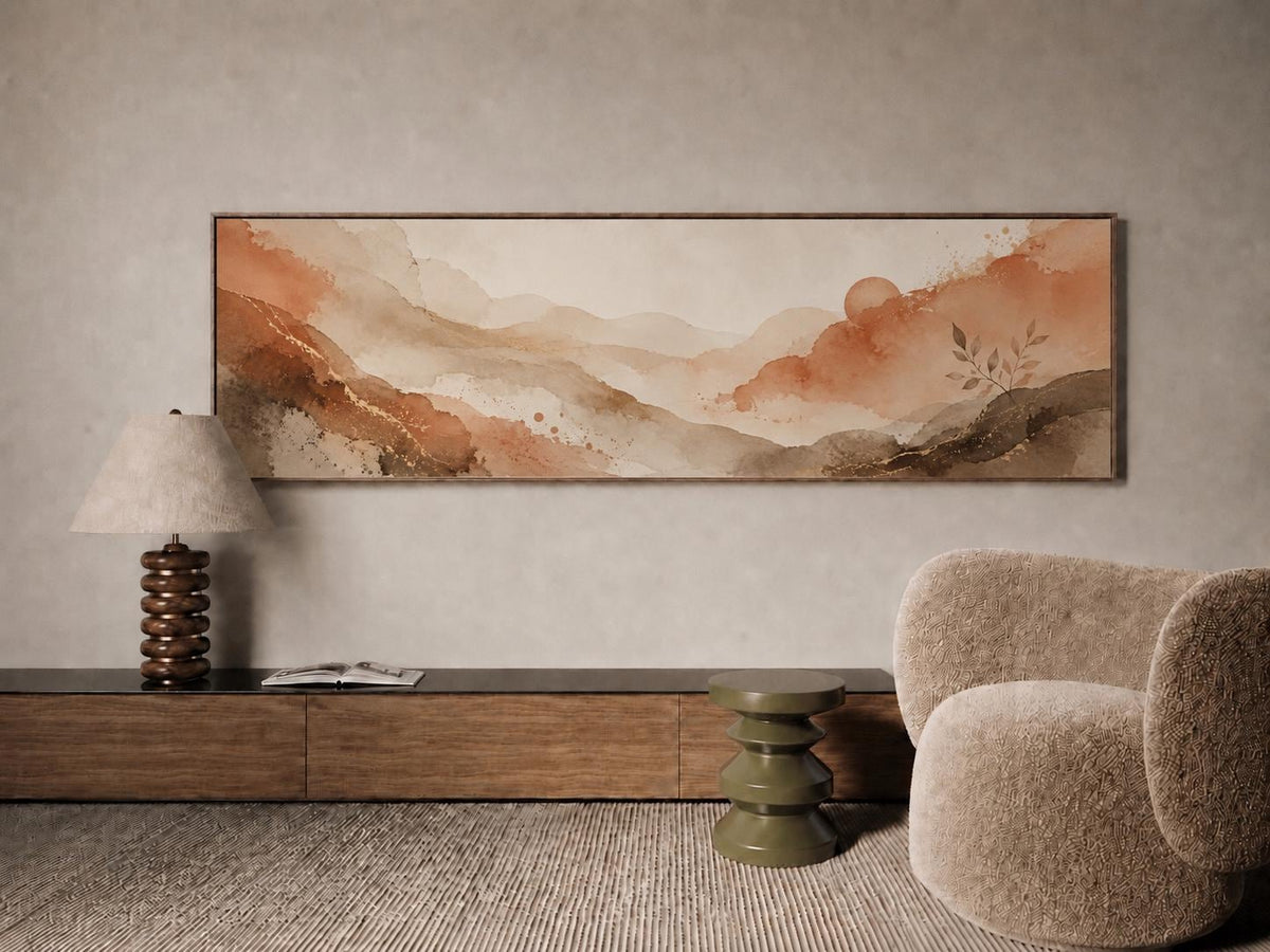 Abstract Earth Tone Canvas Print, Terracotta Wabi Sabi Above Bed Decor