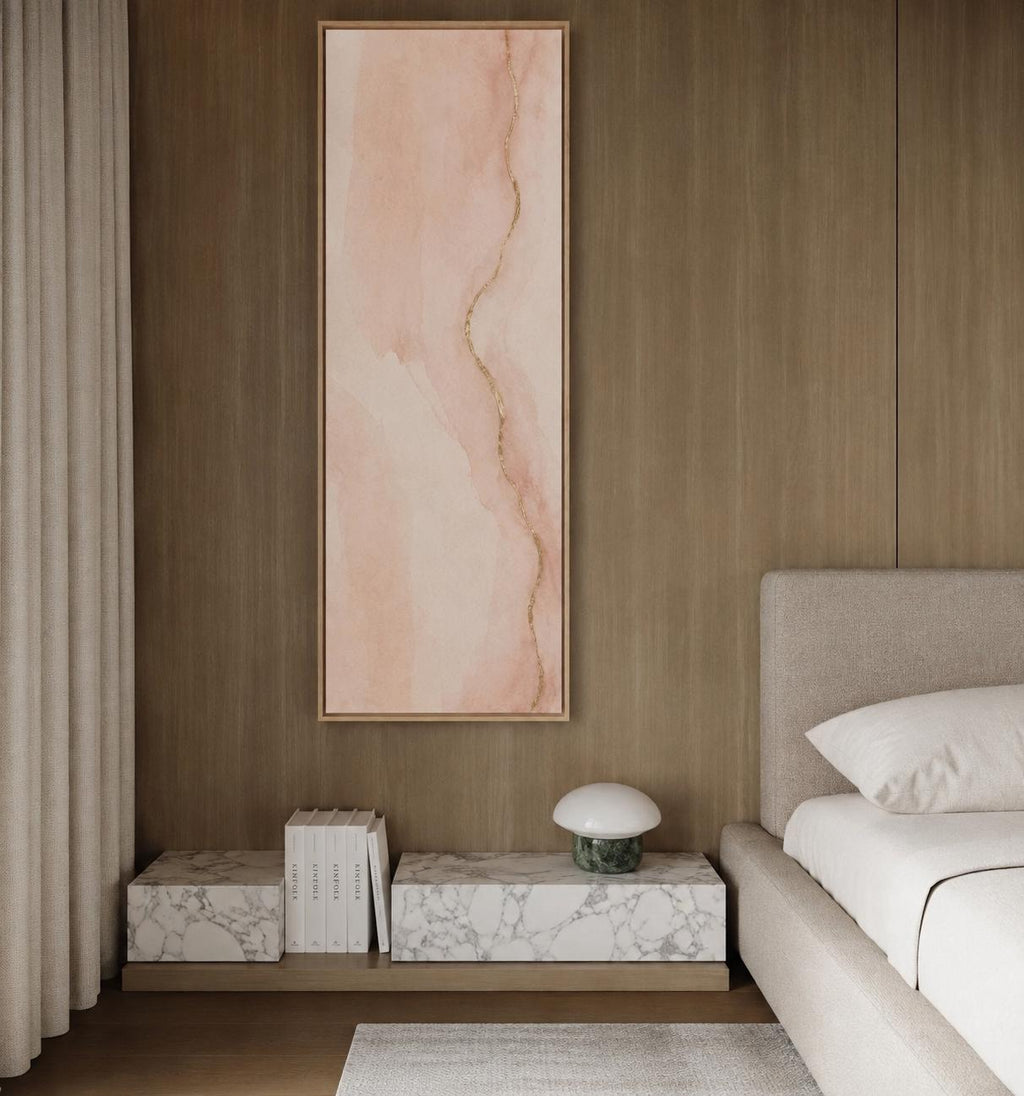 Blush Pink Abstract Marble Canvas Print, Japandi Minimalist Wall Art, Warm Neutral Decor