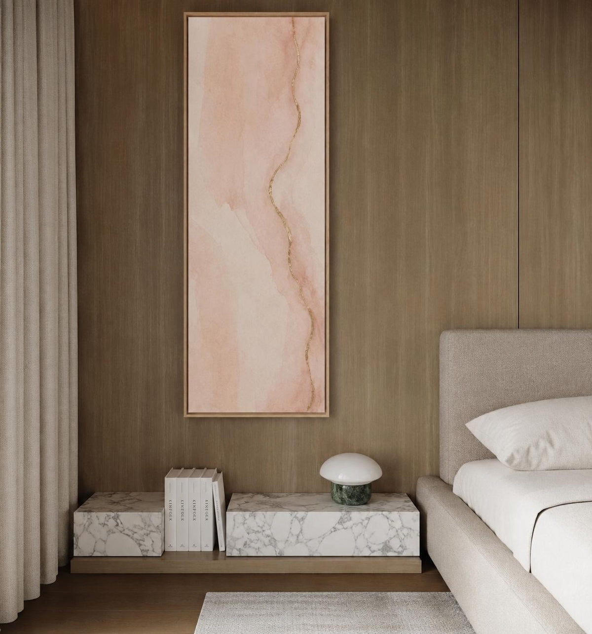 Blush Pink Abstract Marble Canvas Print, Japandi Minimalist Wall Art, Warm Neutral Decor