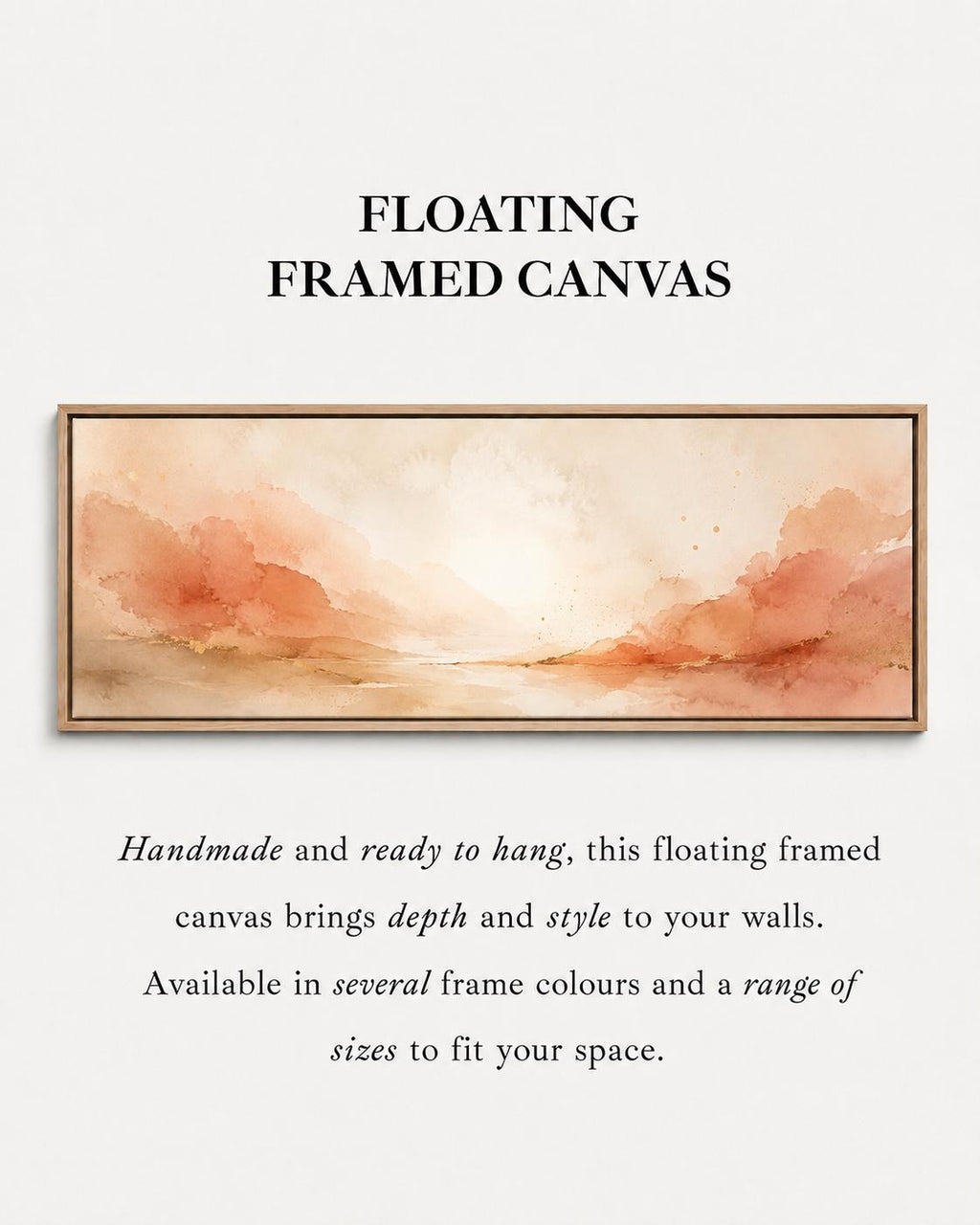 Abstract Terracotta Wall Art, Panoramic Sizes Beige & Pastel Peach Canvas Print