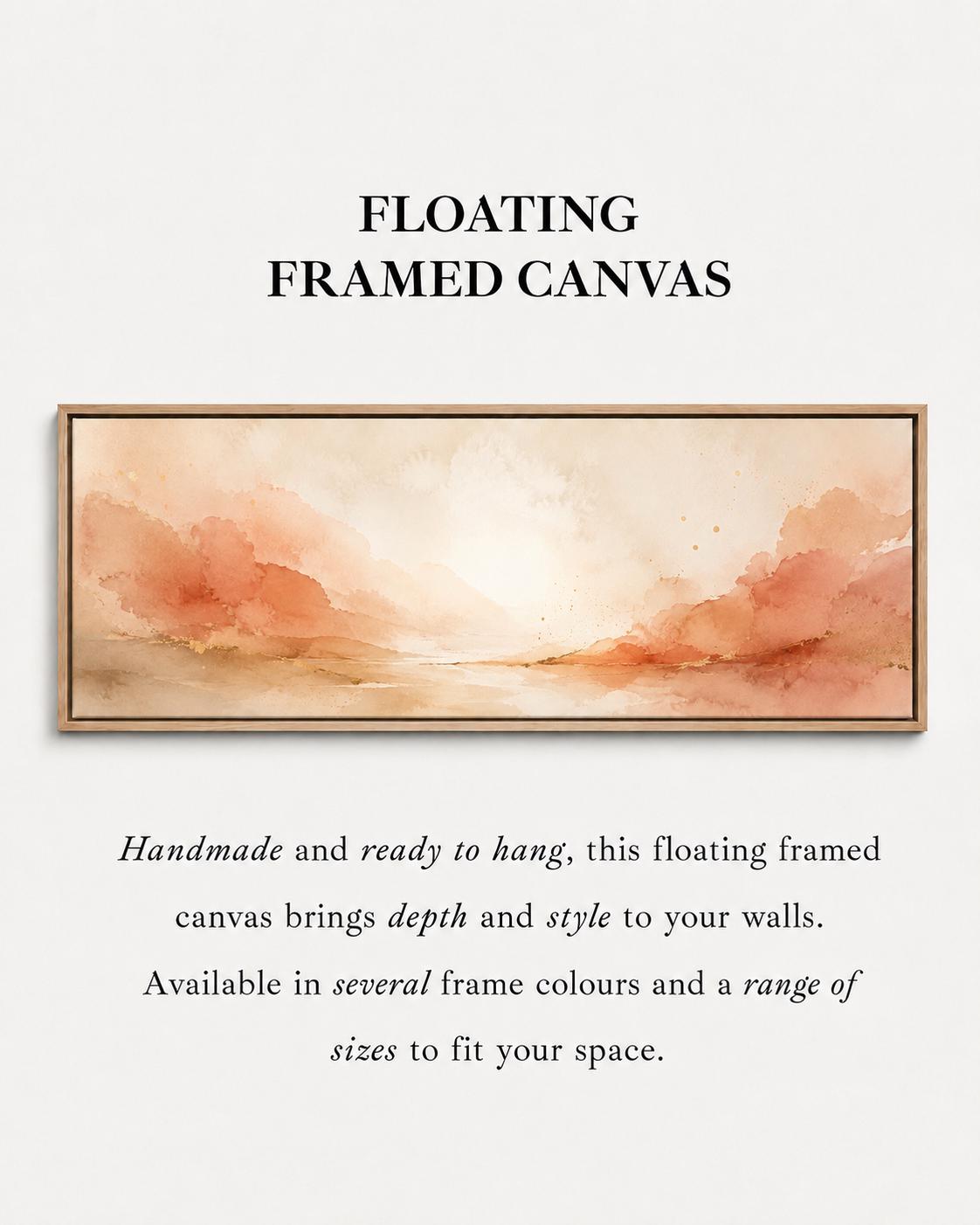 Abstract Terracotta Wall Art, Panoramic Sizes Beige & Pastel Peach Canvas Print