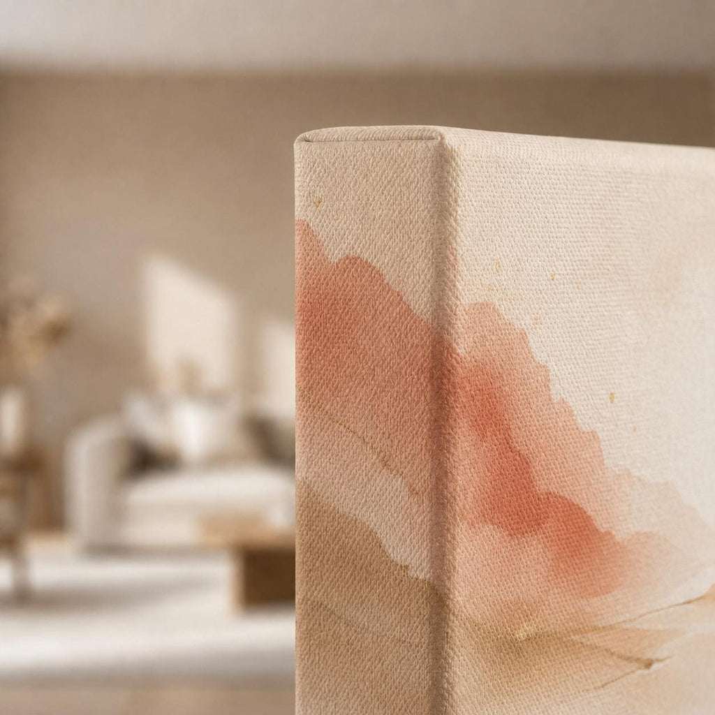 Abstract Terracotta Wall Art, Panoramic Sizes Beige & Pastel Peach Canvas Print
