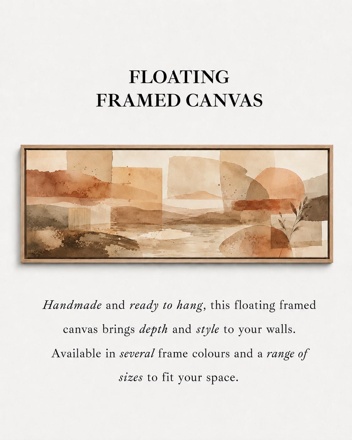 Mid-Century Modern Geometric Canvas Wall Art, Framed Panoramic Print
