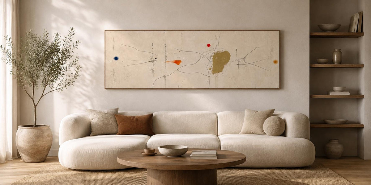 Large Abstract Canvas Print: Olive Green Wabi Sabi Wall Art for Living Rooms