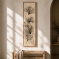 Ginkgo Wabi Sabi Canvas Print | Tall Sage Green Scandinavian Line Art