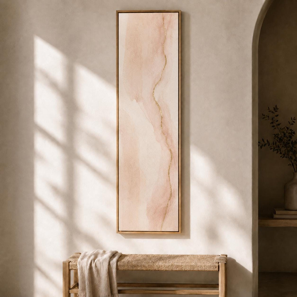 Blush Pink Abstract Marble Canvas Print, Japandi Minimalist Wall Art, Warm Neutral Decor
