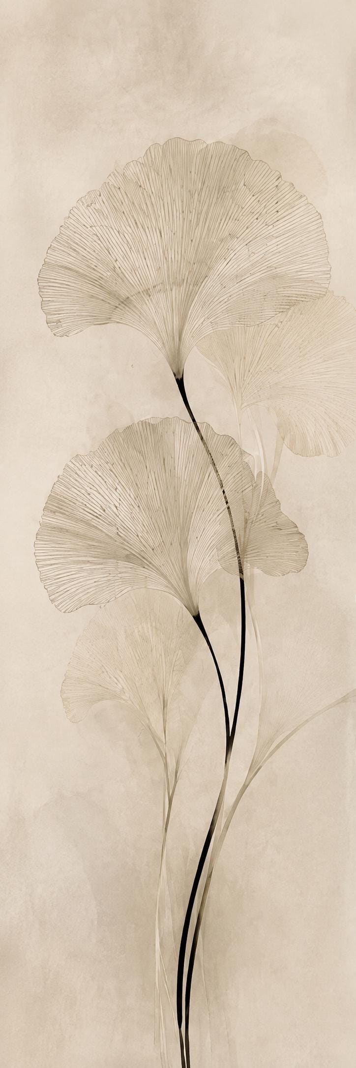 Custom Ginkgo Biloba Canvas Print | Neutral Botanical Wall Art (96x32 in)