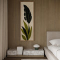 Green Leaf Canvas Print | Tall Neutral Floral Art | Slim Vertical Wall Decor
