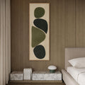 Bauhaus VERTICAL CANVAS PRINT - Neutral Olive Green Abstract Art