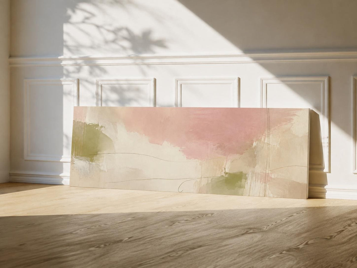 Abstract Pastel Landscape Painting Print, Minimal Soft Tones Decor